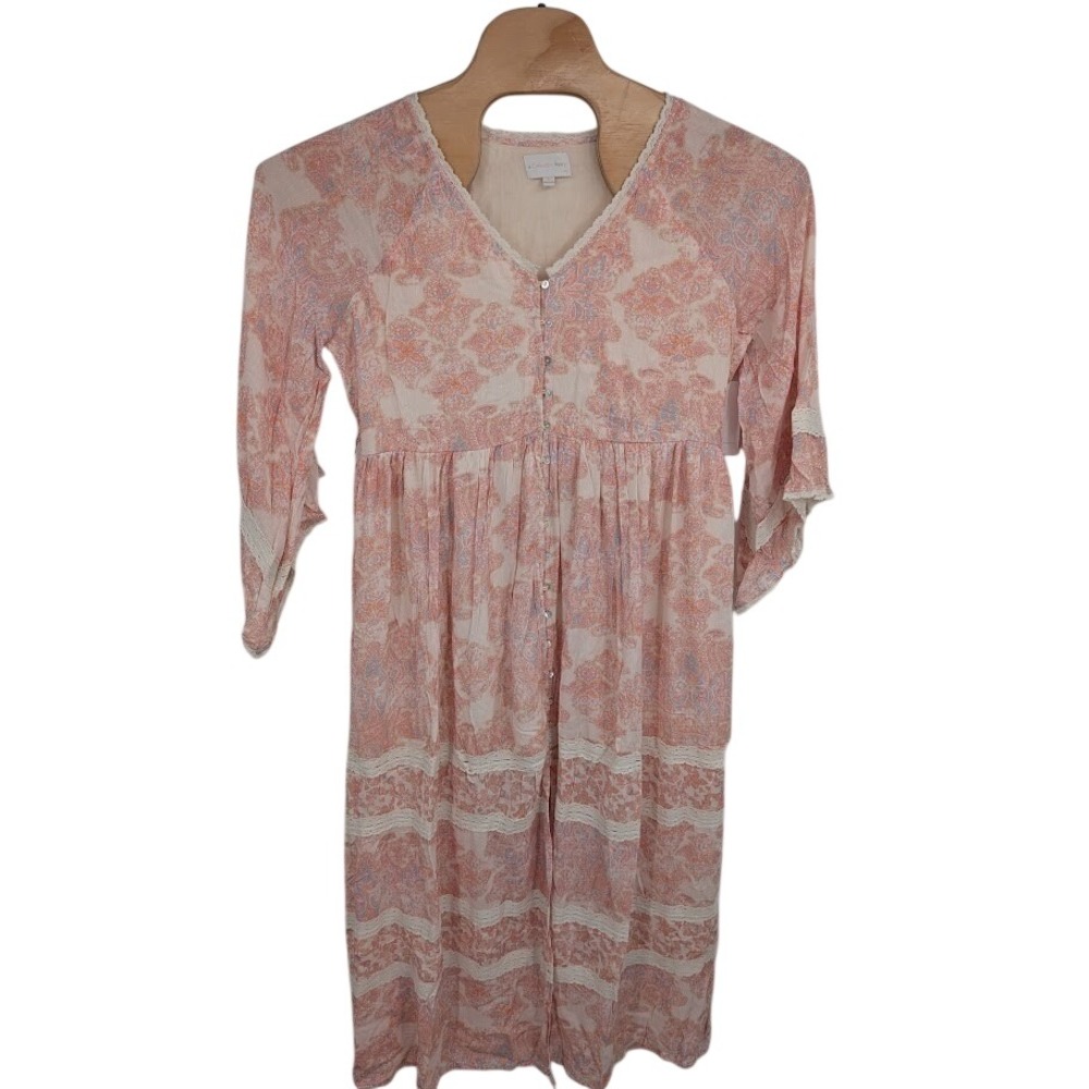 A Collective Story NWT‎ Women's Floral Long Sleeve Midi Dress Pink sz L